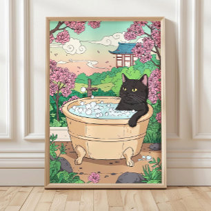 Gato de Baño en Bañera Arte de Pared, Póster Diver