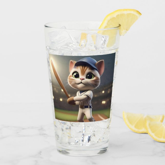 Gato De Béisbol Gracioso En 3D, (Reverso (hielo))