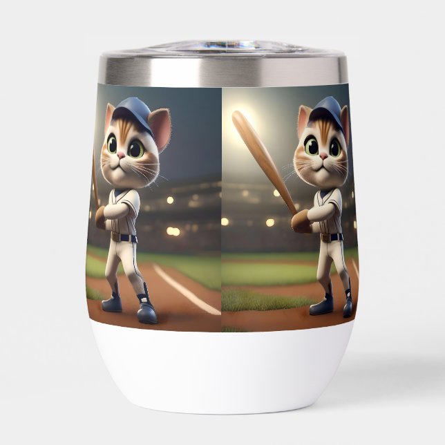 Gato De Béisbol Gracioso En 3D, (Frente)