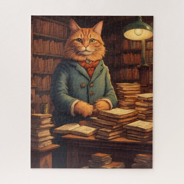 gato de biblioteca #10 rompecabezas (Vertical)