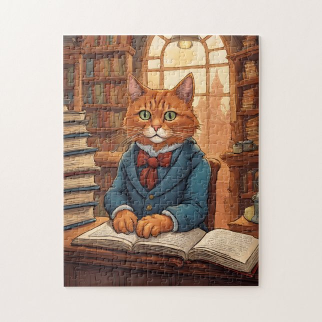 gato de biblioteca #11 rompecabezas (Vertical)