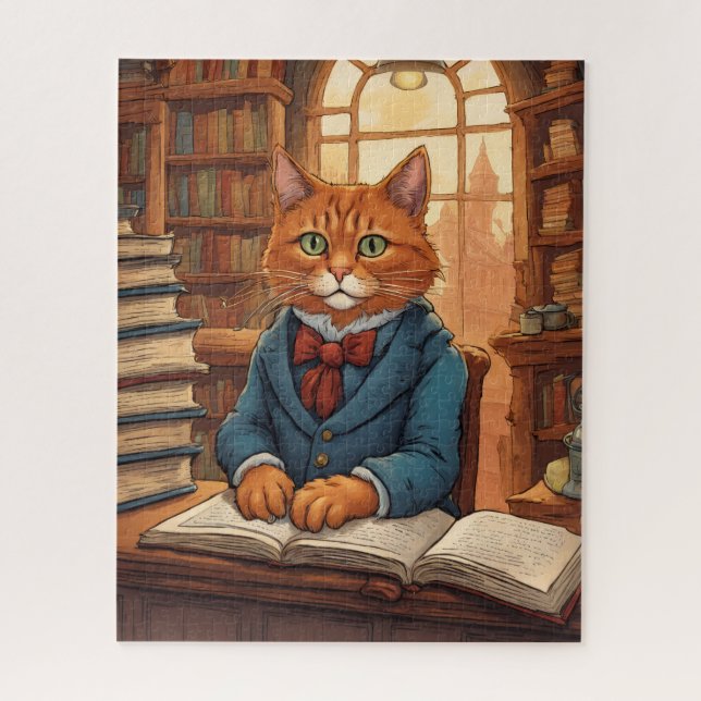 gato de biblioteca #11 rompecabezas (Vertical)