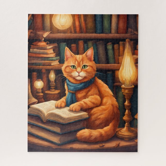 gato de biblioteca #13 rompecabezas (Vertical)