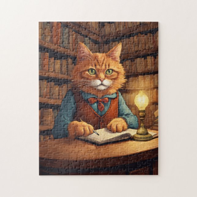 gato de biblioteca #18 rompecabezas (Vertical)