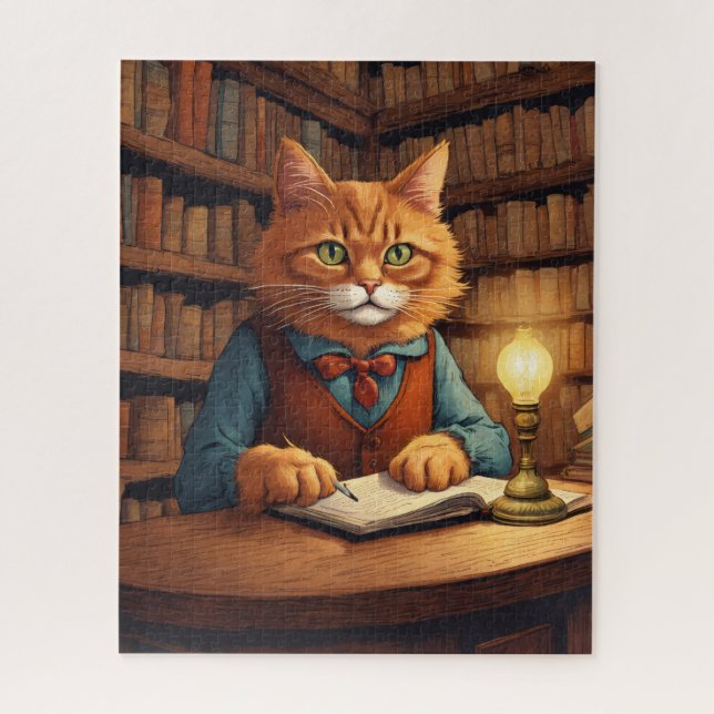 gato de biblioteca #18 rompecabezas (Vertical)