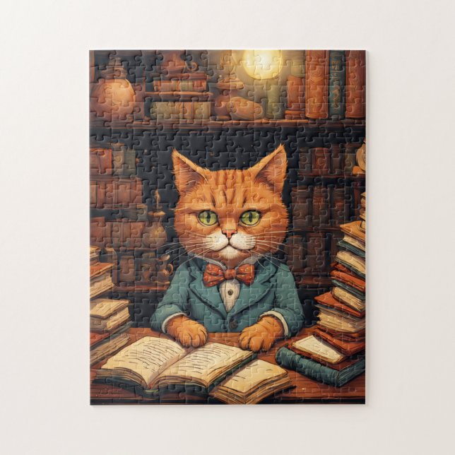 gato de biblioteca #5 rompecabezas (Vertical)