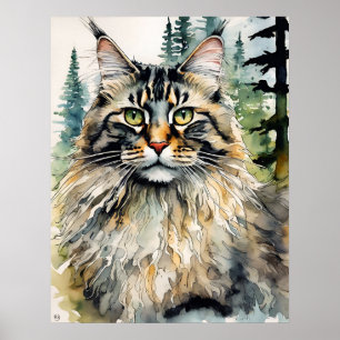 Gato de bosque noruego - Impresión de arte de gato