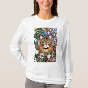 Gato de Brown entre la camiseta de las flores