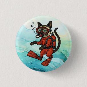 Gato de buceo se sumerge bajo el agua Botón