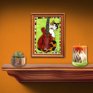 Gato de Calico con mini arte folclórico de Mandoli