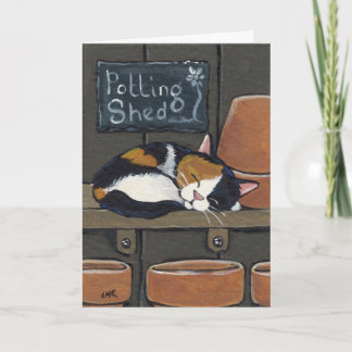 Gato de calicó en la tarjeta de felicitación de la