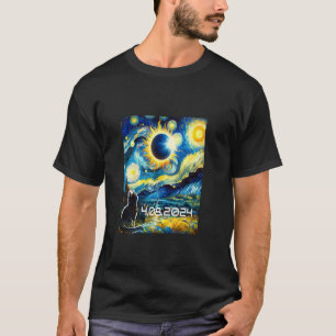 Gato De Camiseta Solar Eclipse 2024 Con Van Gogh S