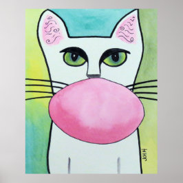 Gato de chicle en Poster de arte original verde