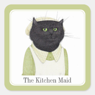 GATO DE COCINA MAID Pegatinas cuadrados pequeños +