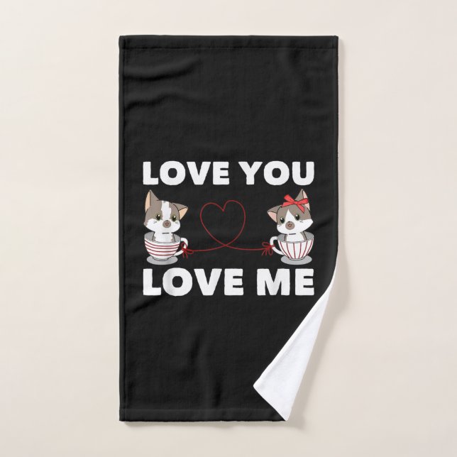 Gato de corazón lindo amor Romántico Pareja Kitten (Toalla de mano)