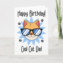 Gato de cumpleaños con gafas de sol Tarjeta de pap