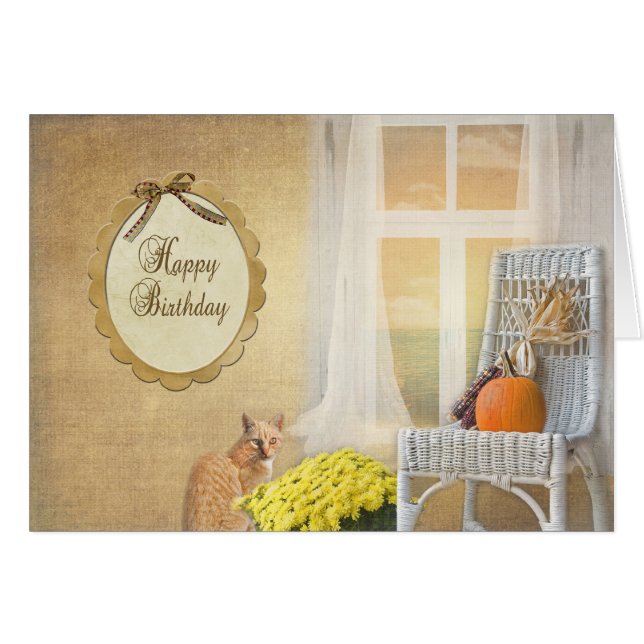 Gato de cumpleaños de otoño (Anverso (Horizontal))