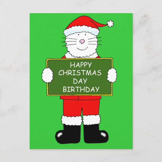 Gato de cumpleaños por navidad con traje de Santa (Anverso)