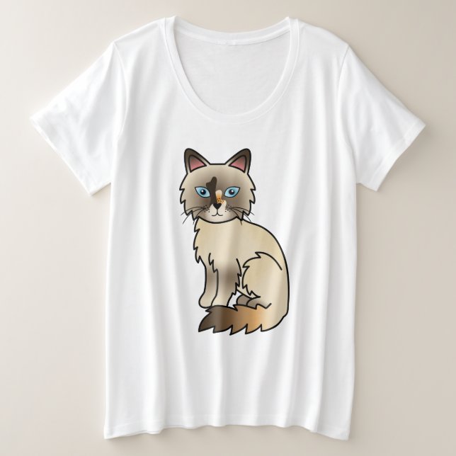 Gato de dibujos animados Birman / Ragdoll con capa (Anverso del diseño)