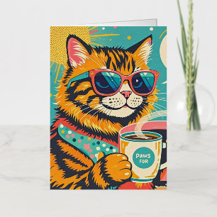 Gato de dibujos animados estilo retro con gafas de