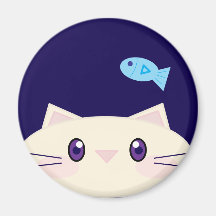Gato de dibujos animados simple con imán redondo d