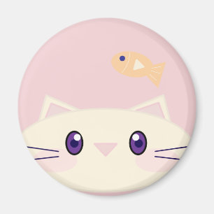 Gato de dibujos animados simple con imán redondo d