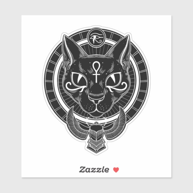 Gato de diosa egipcia Bastet Pegatina (Hoja)