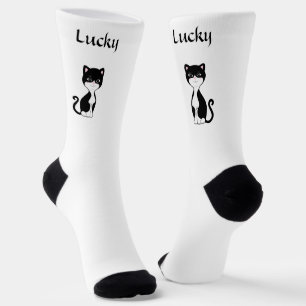 Gato de esmoquin afortunado lindo con calcetines b