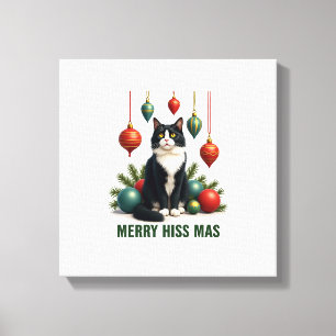 Gato de esmoquin de Navidad con decoraciones navid
