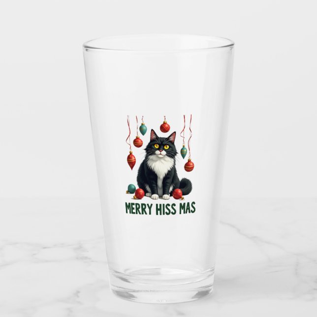 Gato de esmoquin de Navidad con decoraciones navid (Anverso)