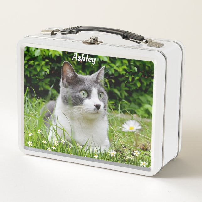 Gato de esmoquin gris y blanco Foto personalizada (Anverso)