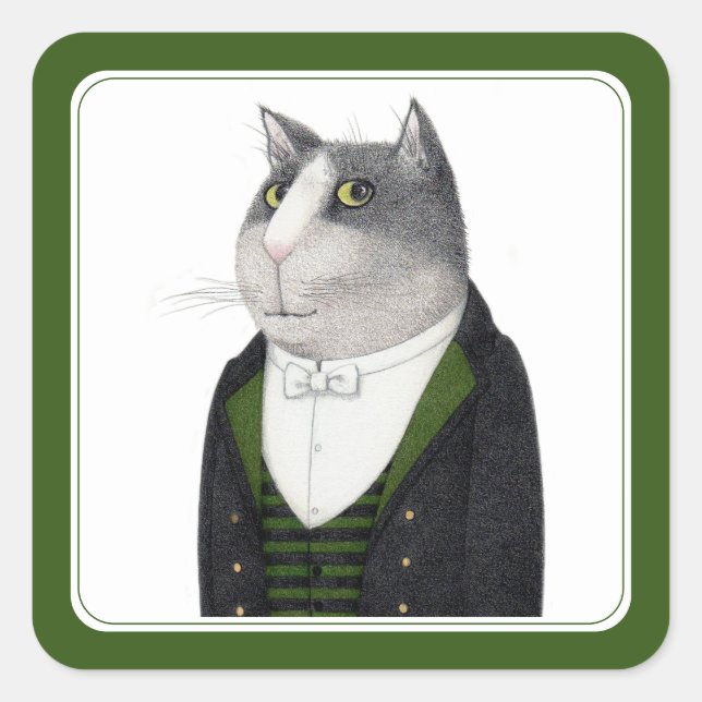 GATO DE FOOTMAN Pegatinas de la pequeña plaza (Anverso)