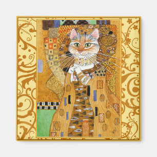 Gato de Gustavo Klimt en imán de la parodia del