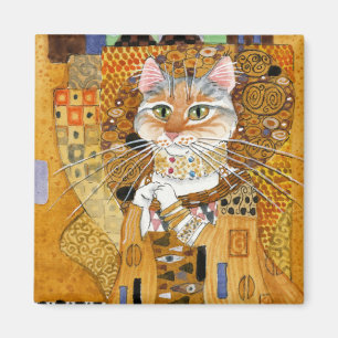 Gato de Gustavo Klimt en imán de la parodia del