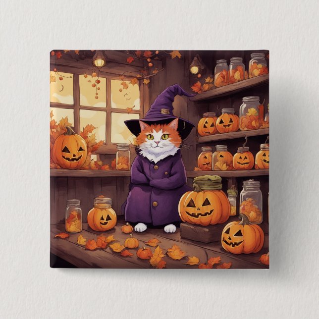 gato de halloween #2 botón (Anverso)