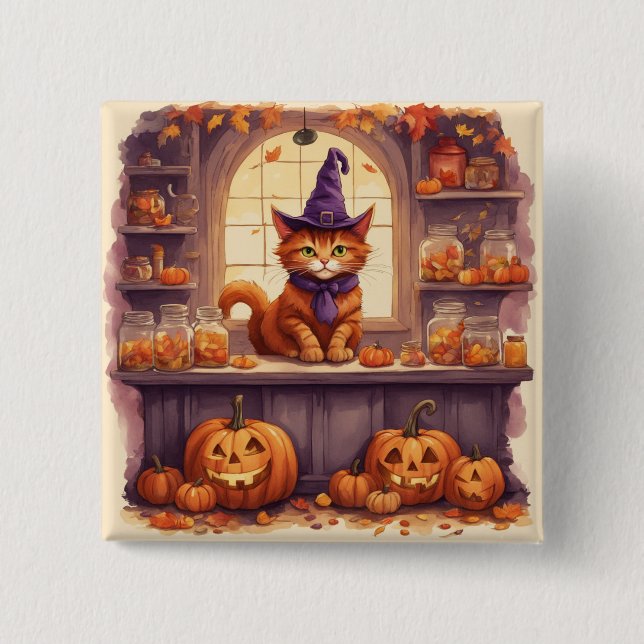 gato de halloween #3 botón (Anverso)