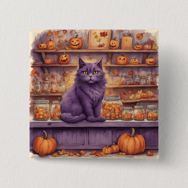 gato de halloween #5 botón (Anverso)