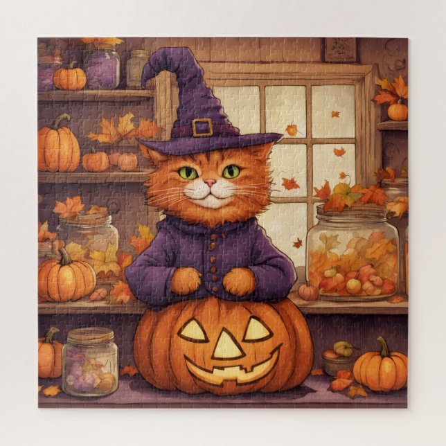 gato de halloween #6 rompecabezas (Vertical)
