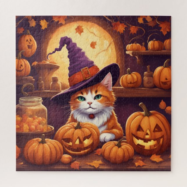 gato de halloween #7 rompecabezas (Vertical)
