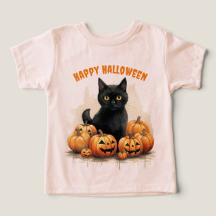 Gato de Halloween con calabazas