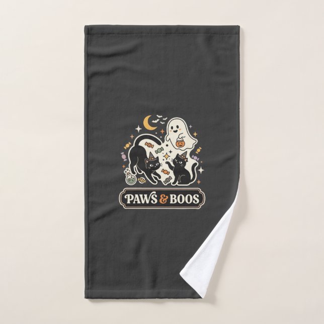 Gato de Halloween Fantasma Magia (Toalla de mano)