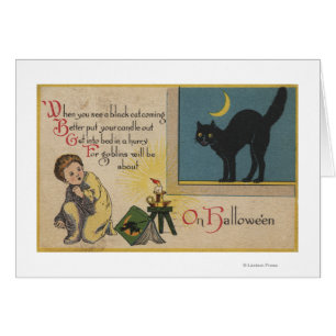 Gato de Halloween GreetingBlack