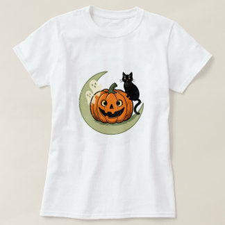 Gato de Halloween lindo en camiseta de mujer de ca