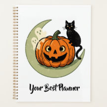 Gato de Halloween lindo en Planificador de Luna de