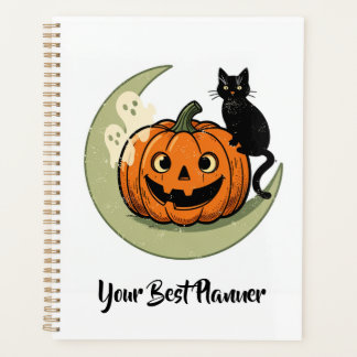 Gato de Halloween lindo en Planificador de Luna de