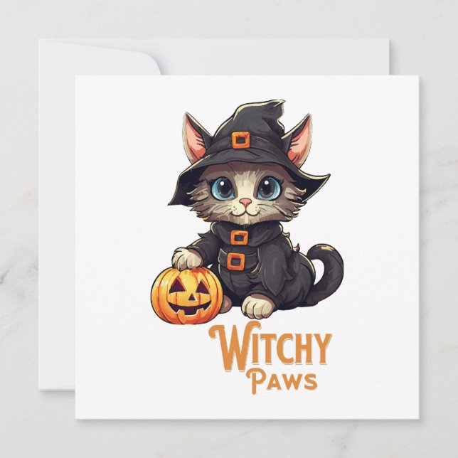Gato de Halloween Patas Brujas (Anverso)