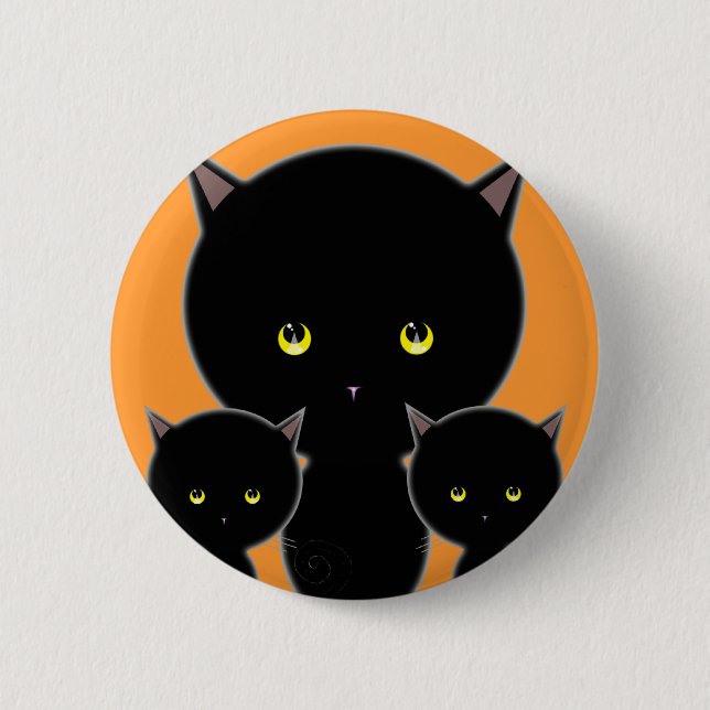 Gato de Halloween Pin Botón (Anverso)