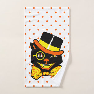 Gato de Halloween vintage en sombrero superior