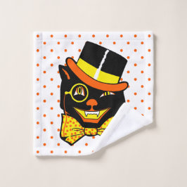 Gato de Halloween vintage en sombrero superior