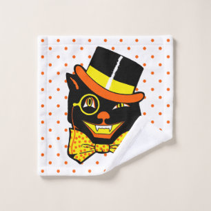Gato de Halloween vintage en sombrero superior